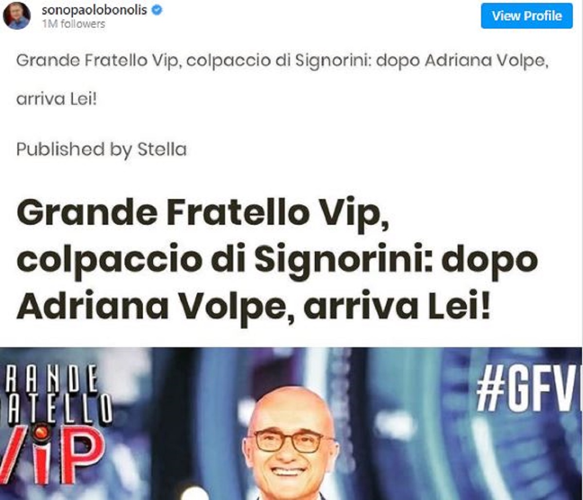 Paolo Bonolis Sonia Bruganelli reazione opinionista GF Vip