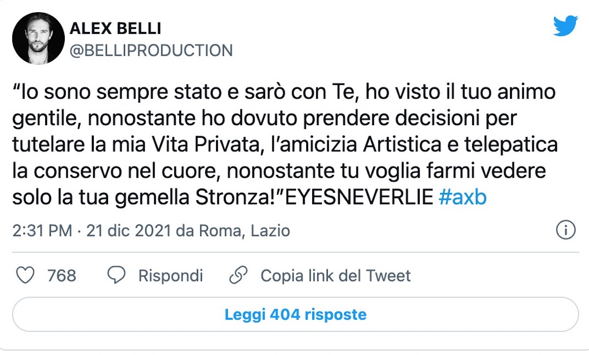 alex belli messaggio soleil sorge