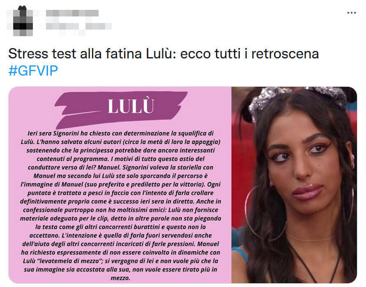 lulù selassié squalifica gf vip 6