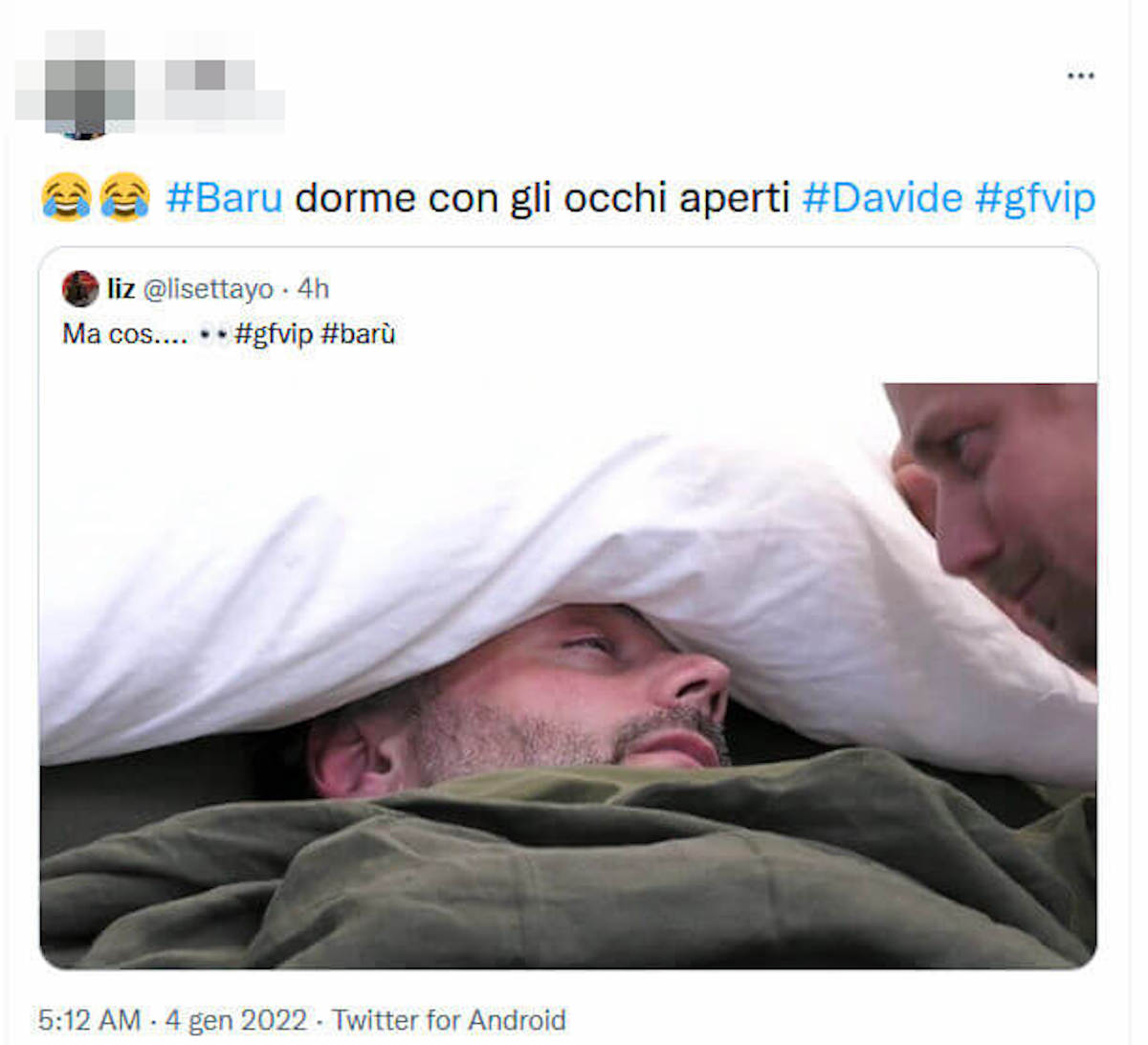 barù dorme occhi aperti gf vip 6