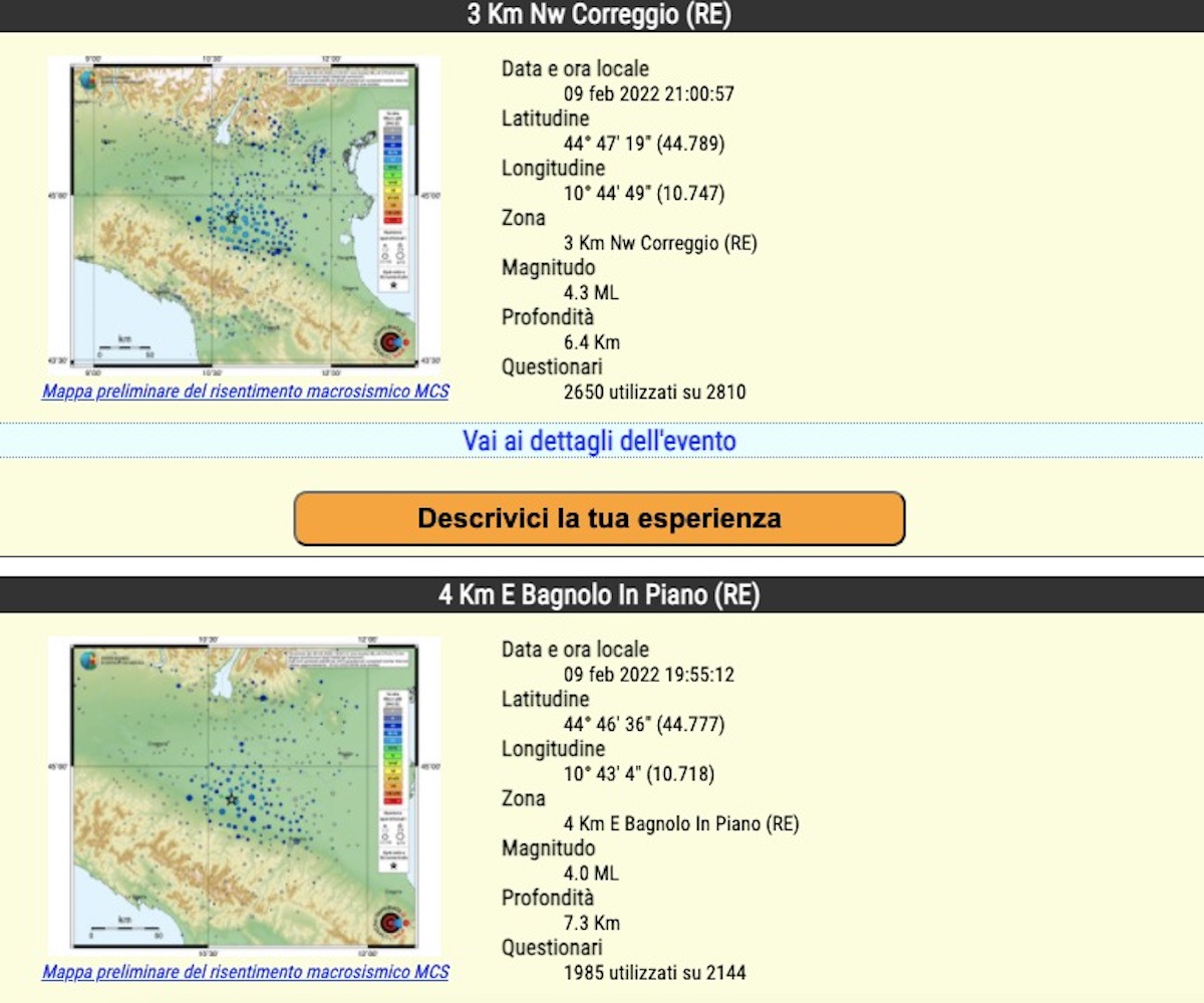 Terremoto 10 febbraio in Emilia Romagna, altre due scosse nella notte