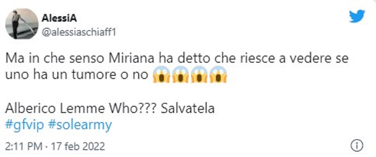 Miriana Trevisan GF Vip 6 commenti frase tumori