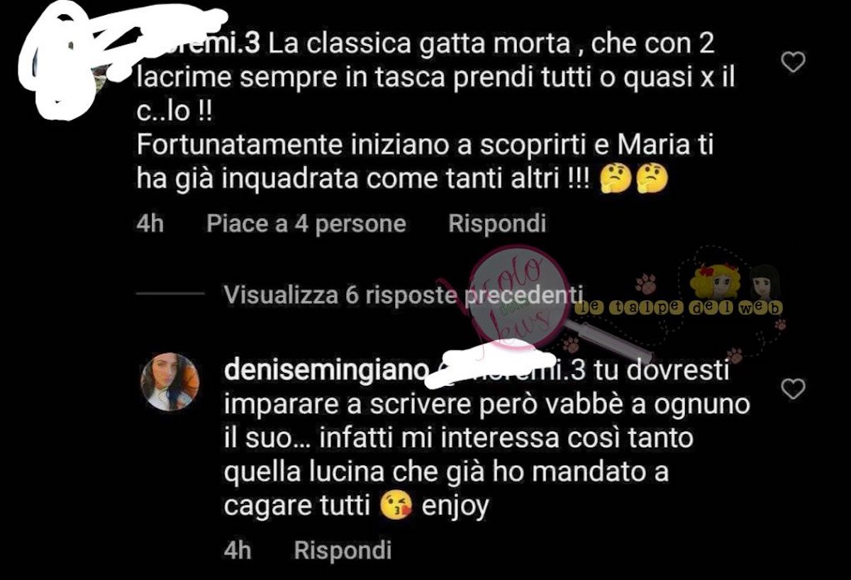 ued denise mingiano caos social contro maria de filippi