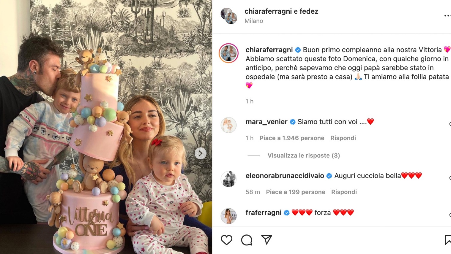 fedez ospedale chiara ferragni compleanno figlia vittoria