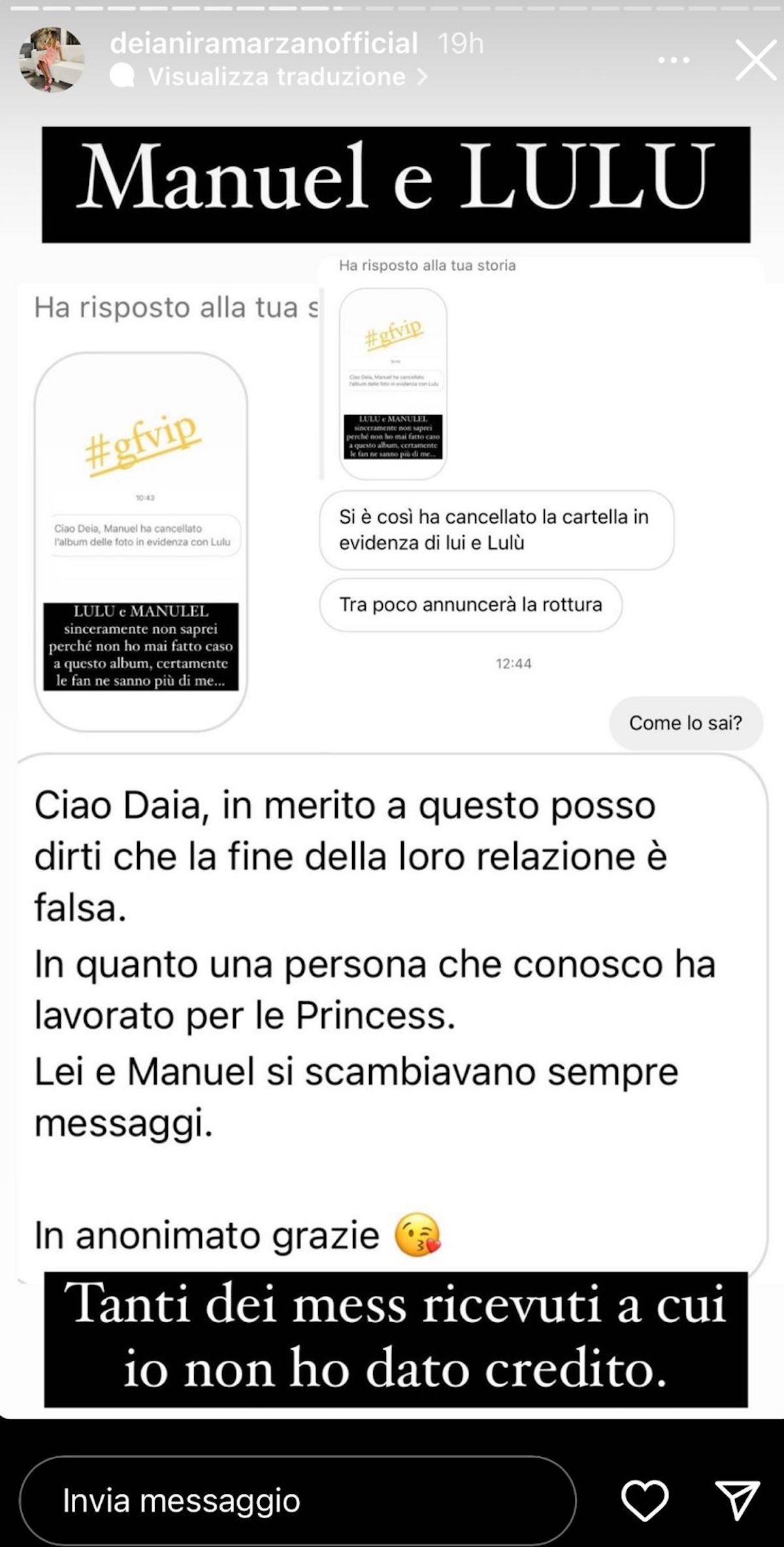 Manuel Bortuzzo Lulù Selassié lasciati segnalazione finta