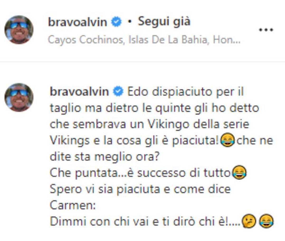 Edoardo Tavassi rasato Isola dei Famosi Alvin dietro le quinte