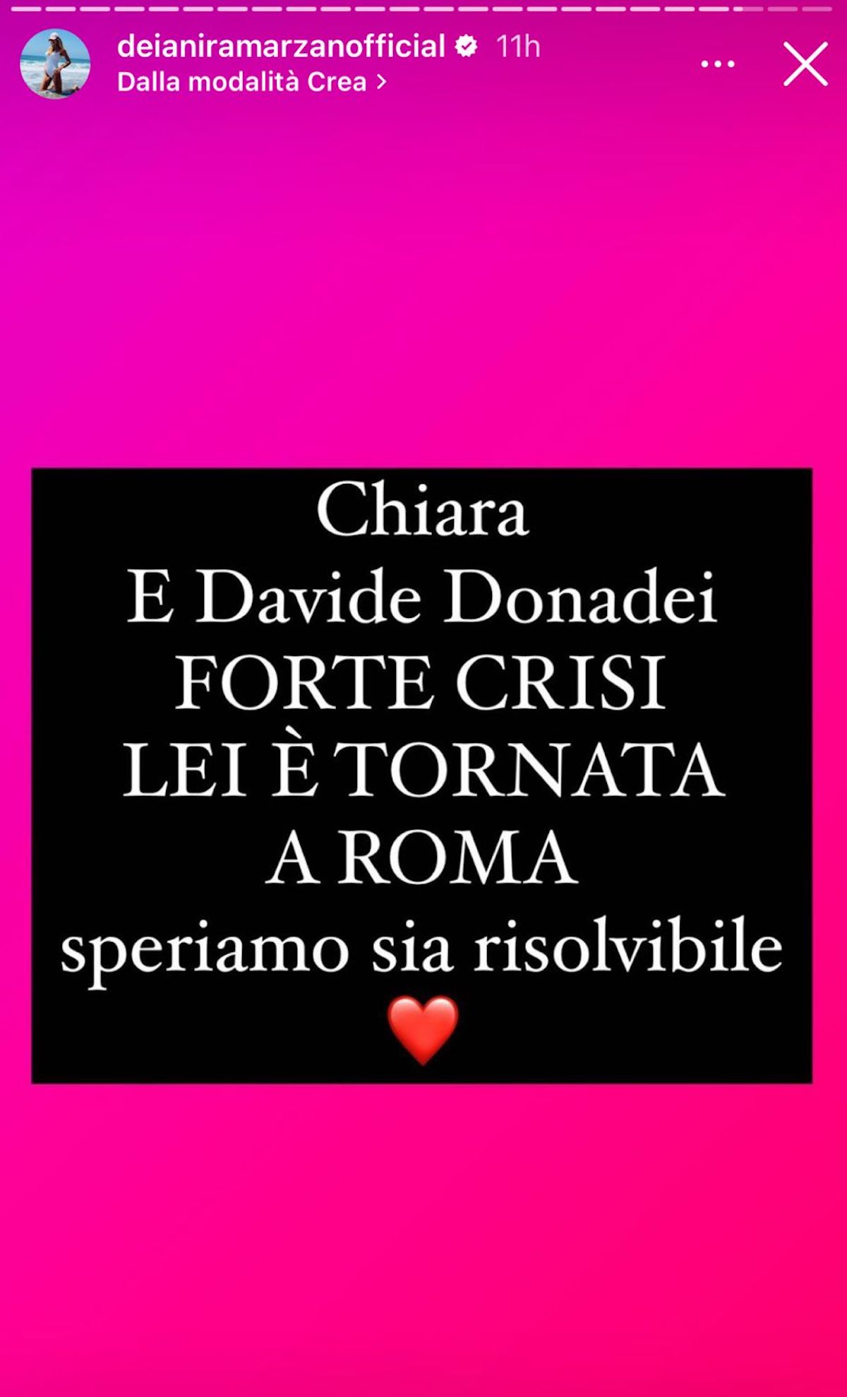 davide donadei chiara rabbi crisi motivi