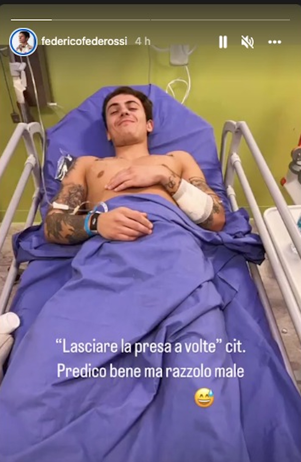 Federico Rossi in ospedale