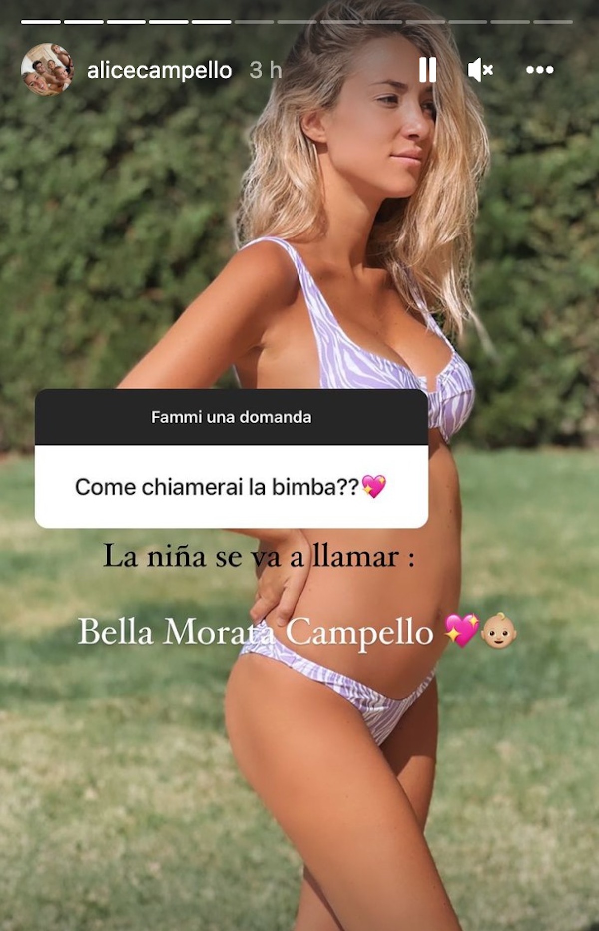 alice campello figlia alvaro morata nome scelto Bella