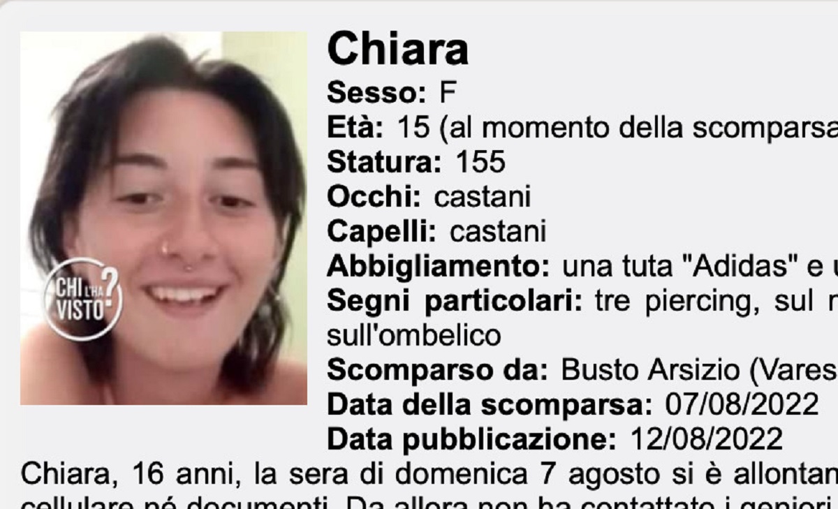 Chiara d'Itria ritrovata dopo la denuncia della scomparsa