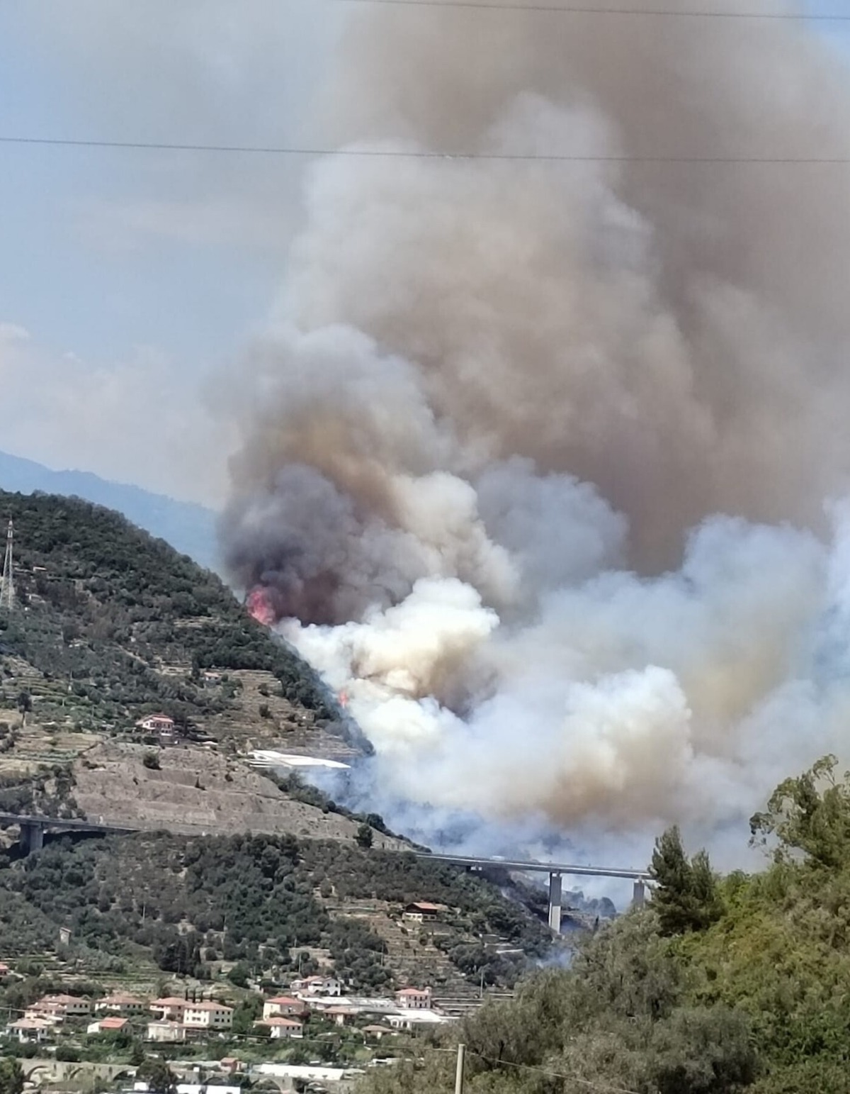 Incendio tra Albenga e Arnasco