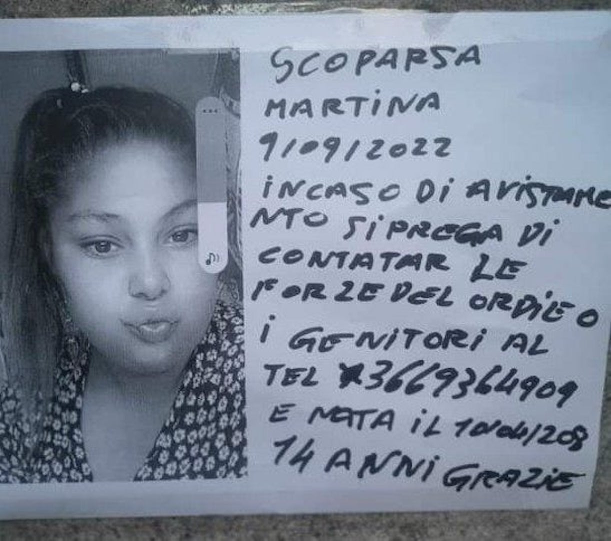 Martina è scomparsa