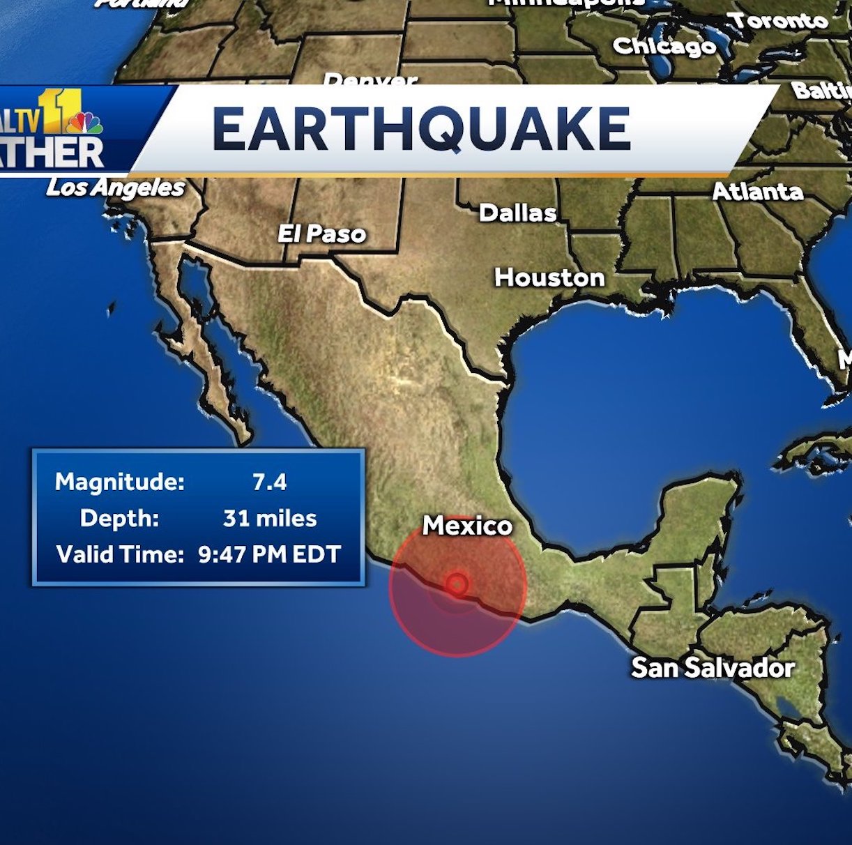 Terremoto in Messico di magnitudo 7