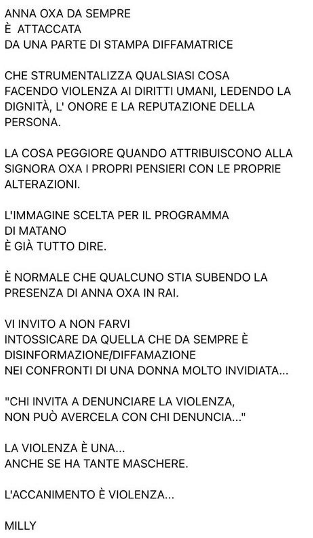 anna oxa precisazione intervista giovanna civitillo causa rai