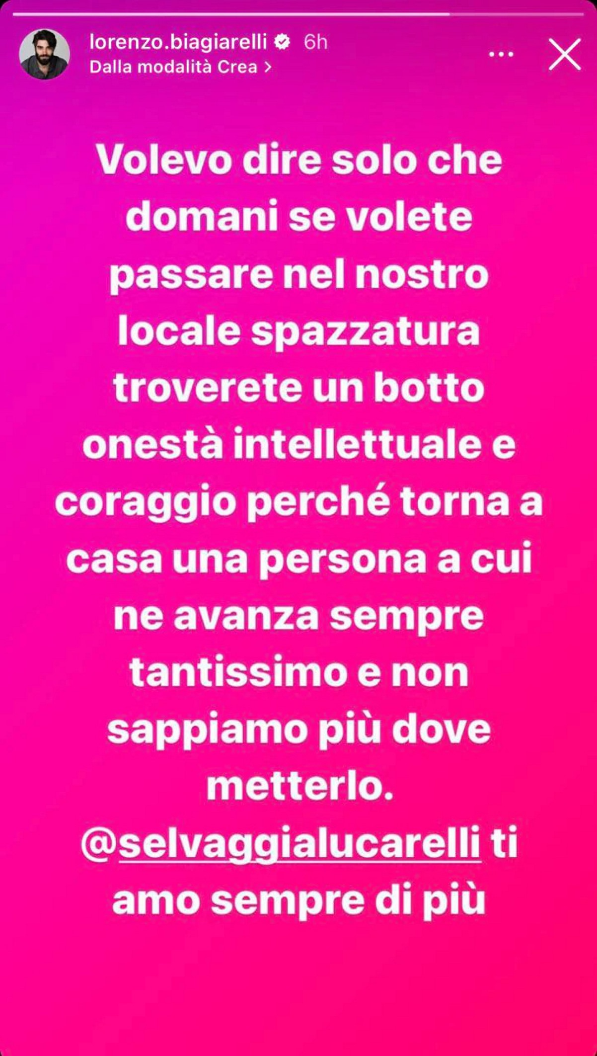 lorenzo biagiarelli rompe silenzio assenza ballando con le stelle