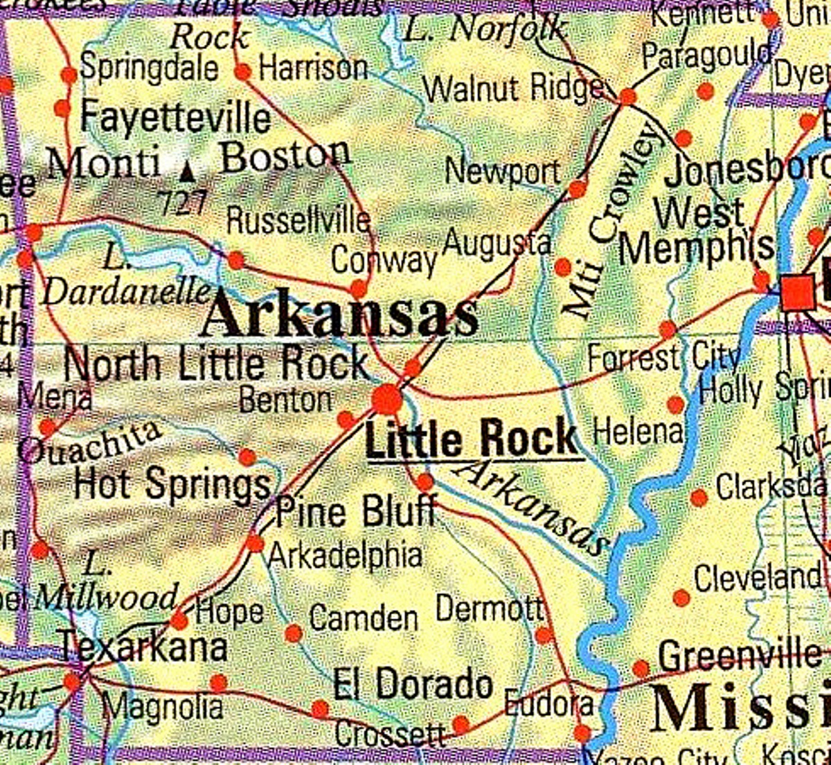 stato arkansas cartina