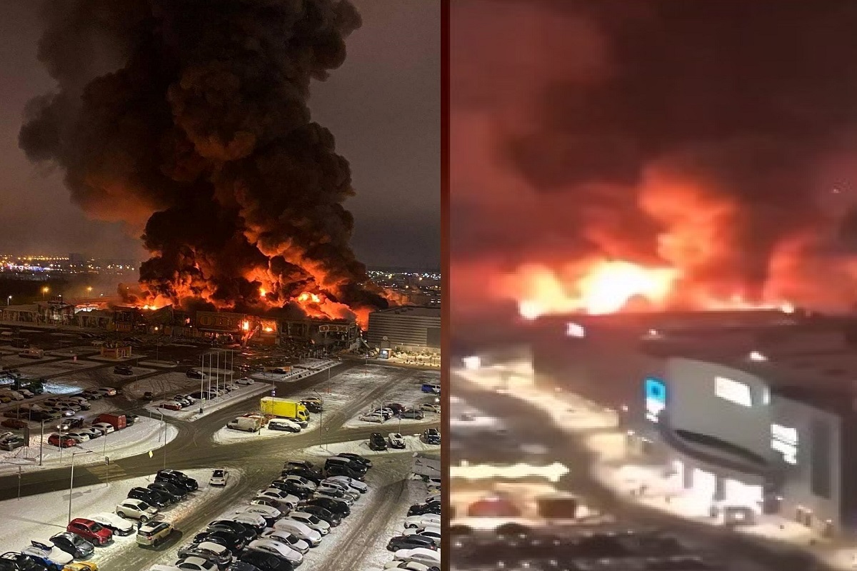 Maxi incendio al centro commerciale di Mosca