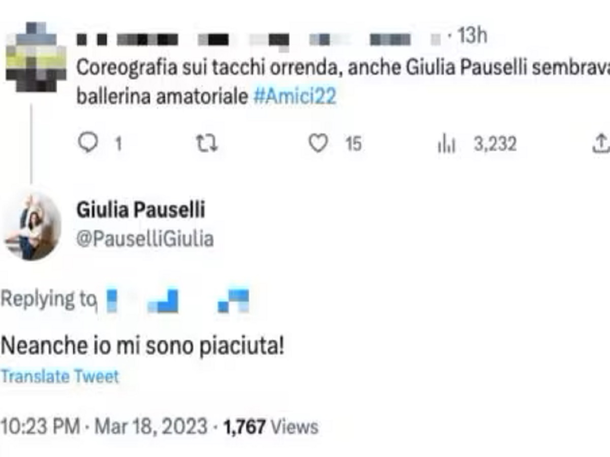 Giulia Pauselli torna ad Amici 22