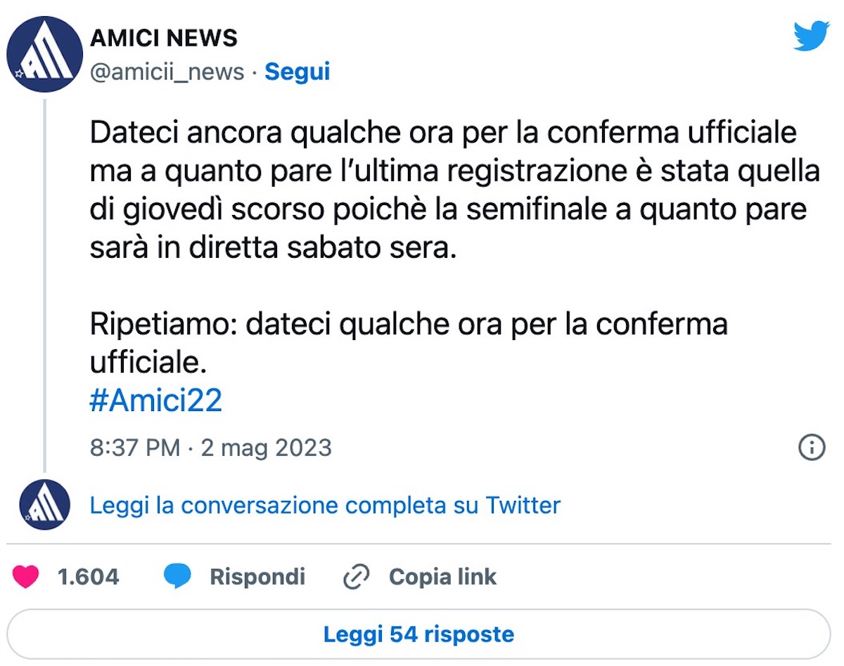 amici 22 semifinale data