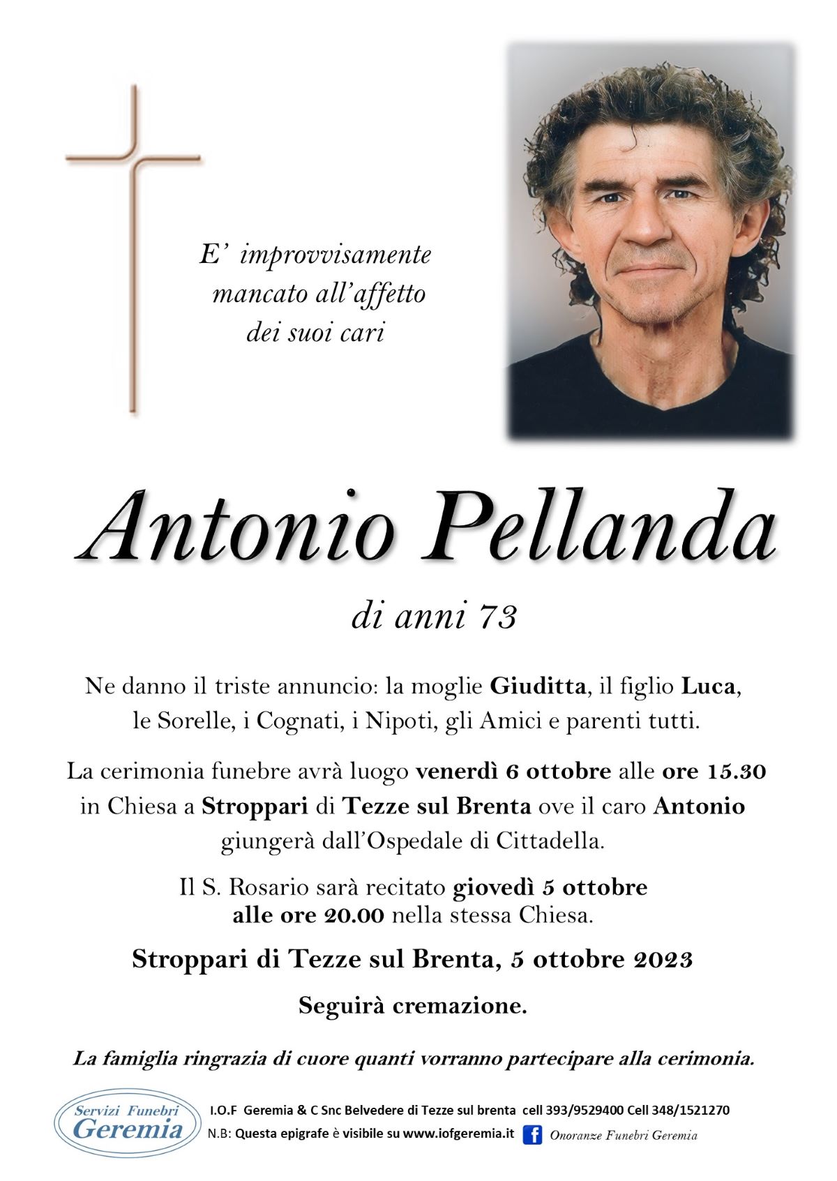 Antonio Pellanda Morto Malore Funerale Amico