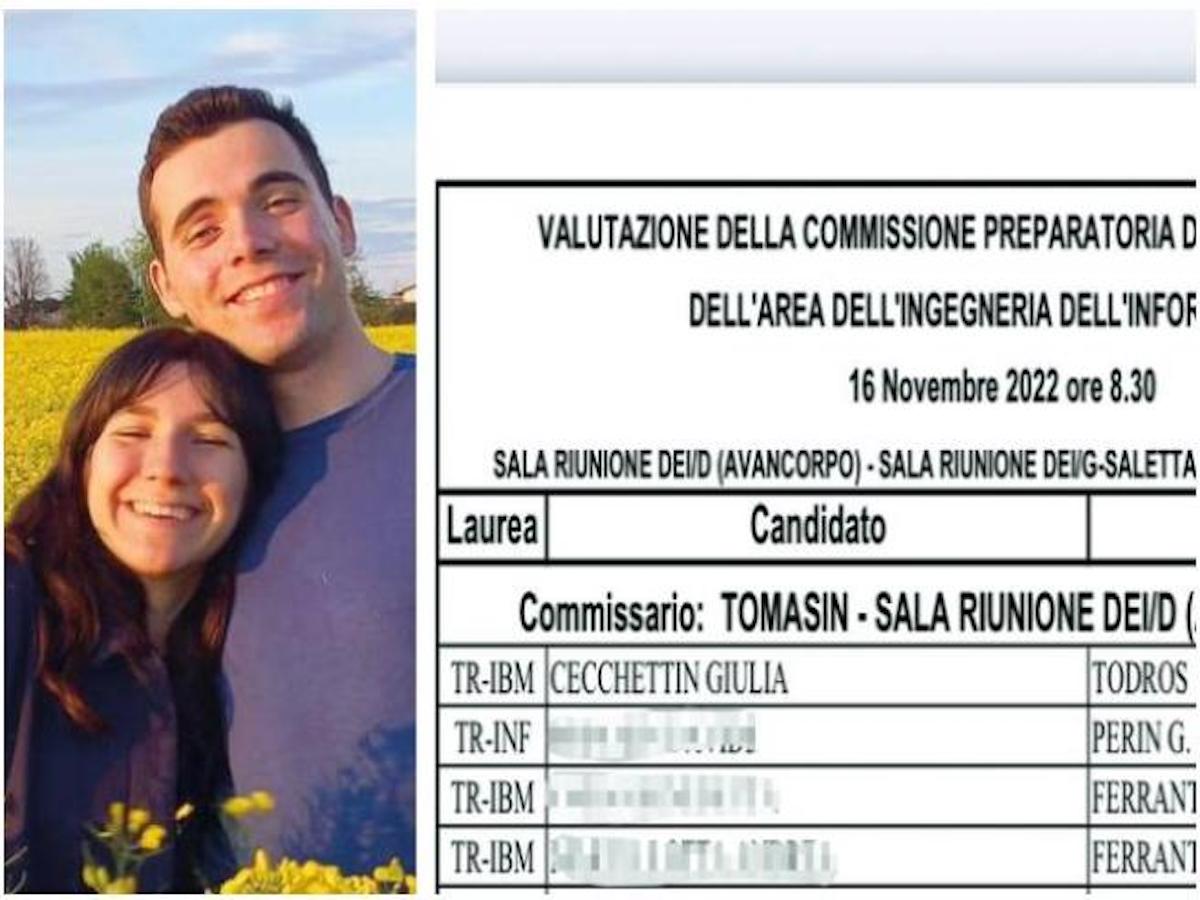 Gli audio di Filippo Turetta nella chat della laurea di Giulia Cecchettin