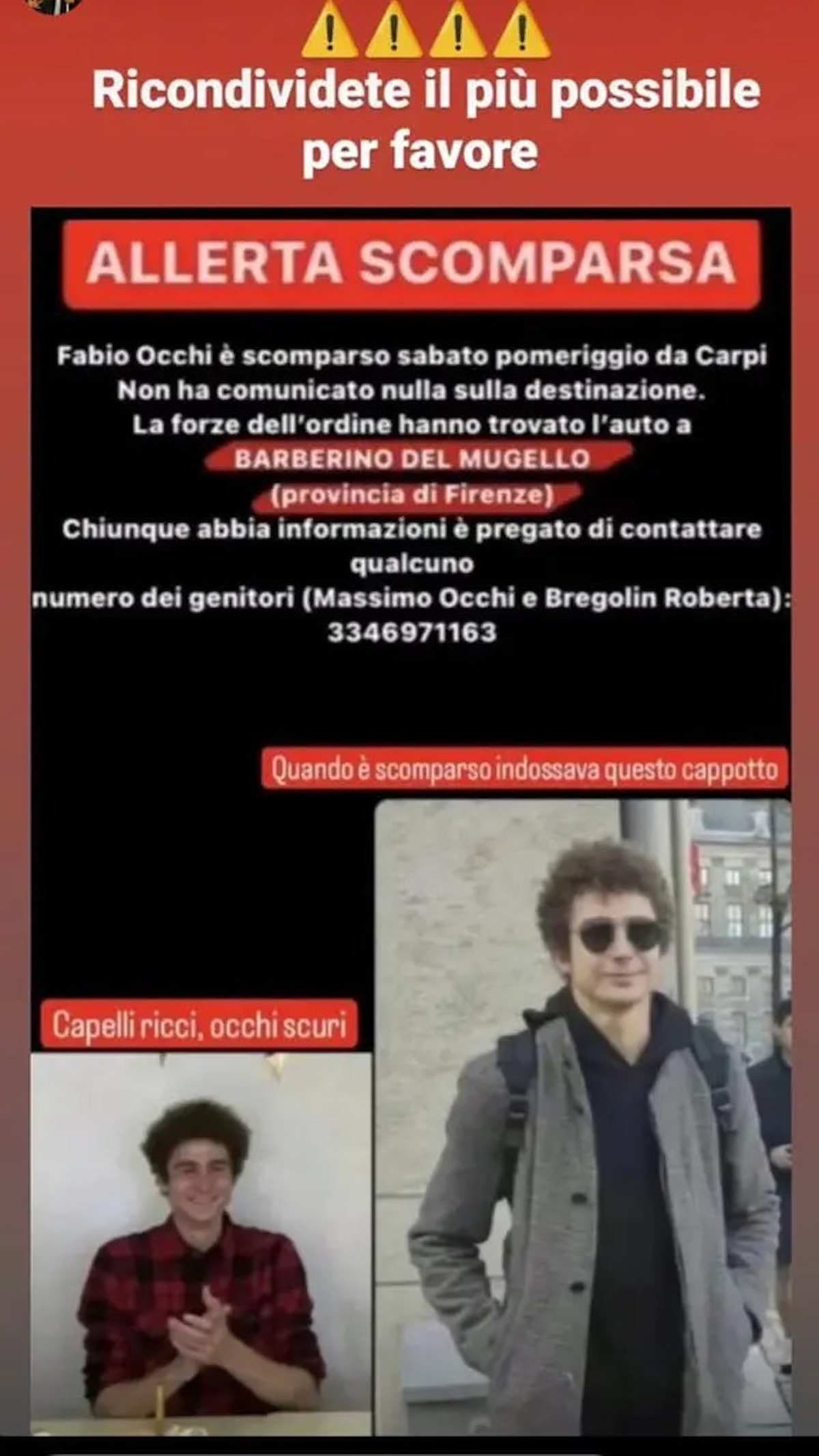 Fabio Occhi, trovato morto il giovane scomparso da Novi di Modena