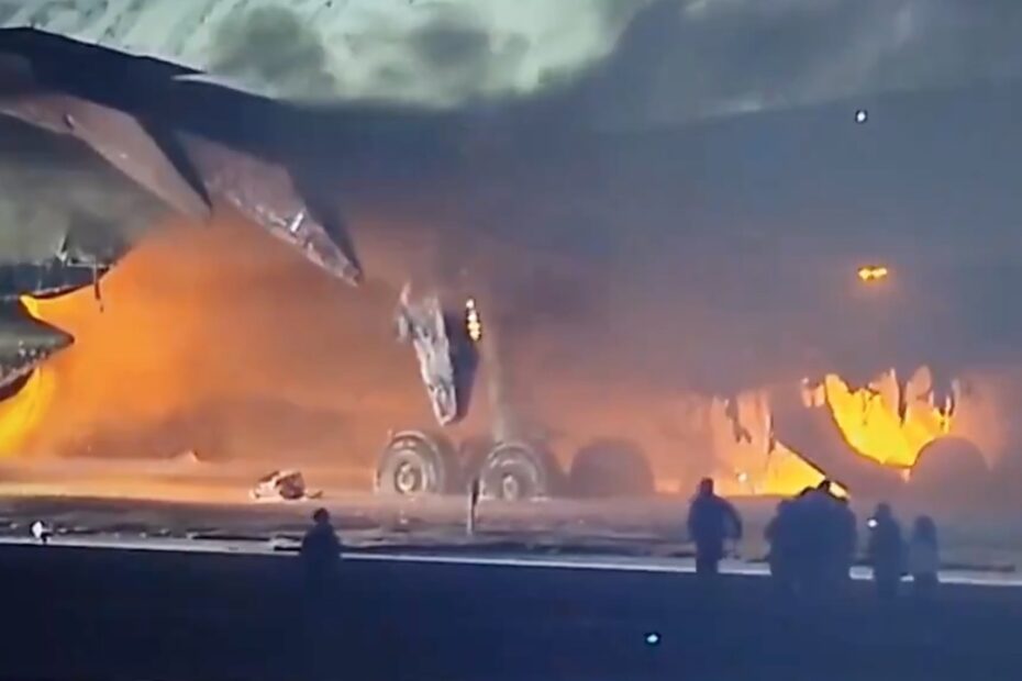Aereo prende fuoco sulla pista: si è scontrato con un altro velivolo