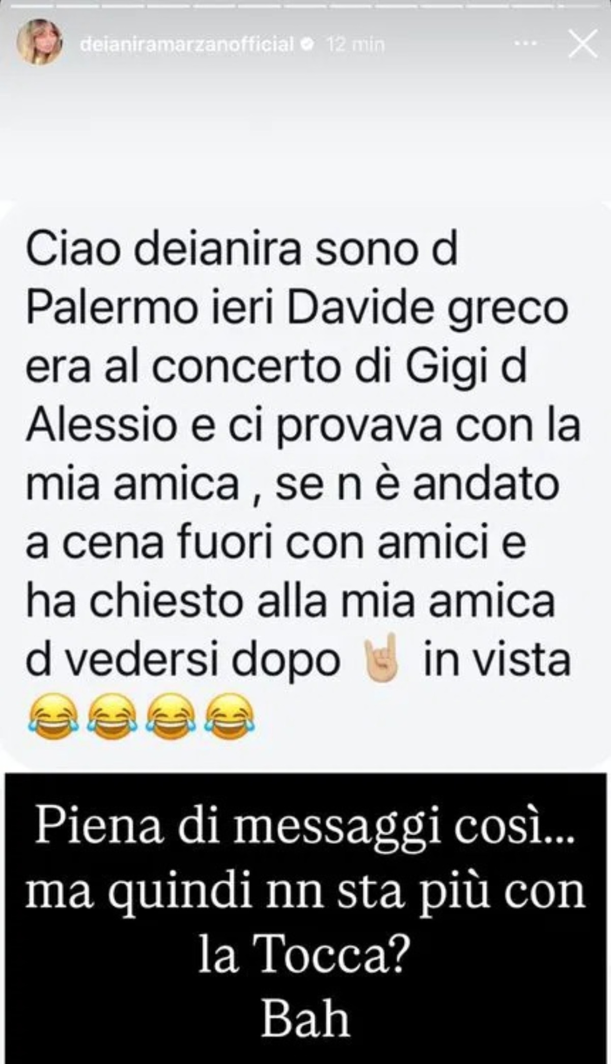 francesca tocca lasciata fidanzato mossa social