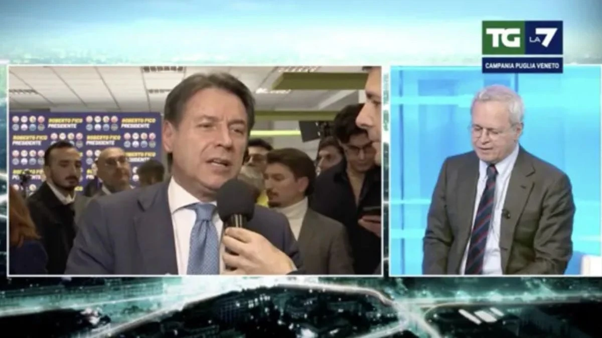 Enrico Mentana durante il dibattito acceso in studio