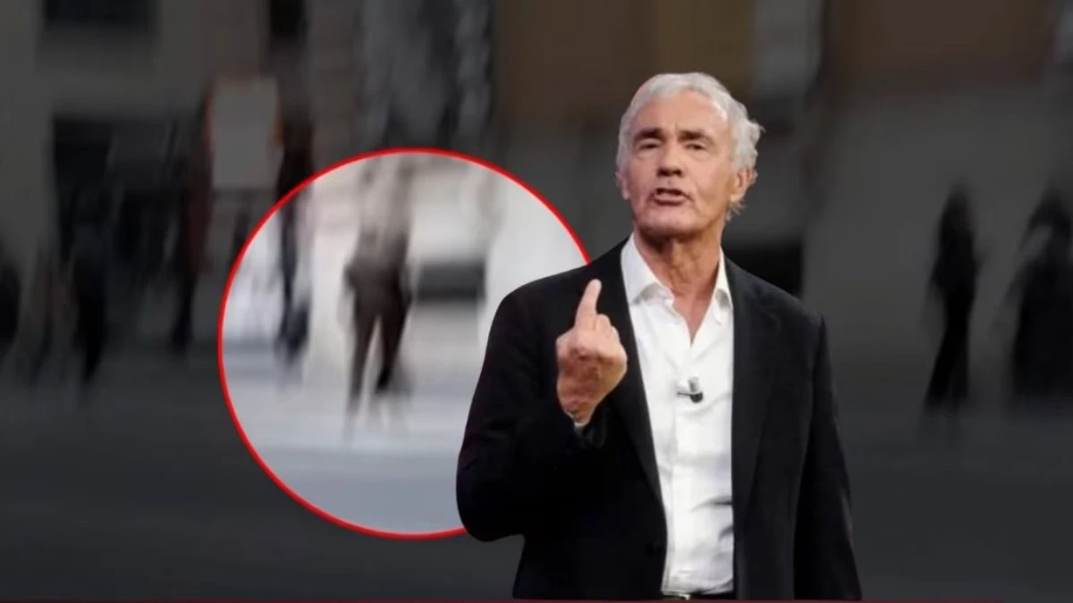 Massimo Giletti durante un'inchiesta in strada, volto teso