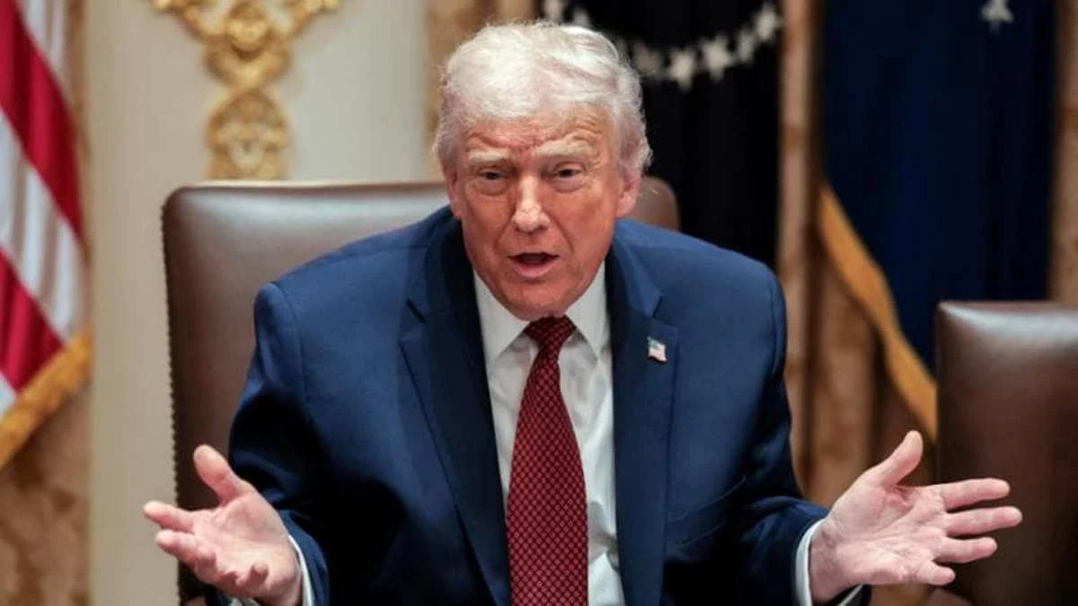 Donald Trump durante la conferenza con i leader europei