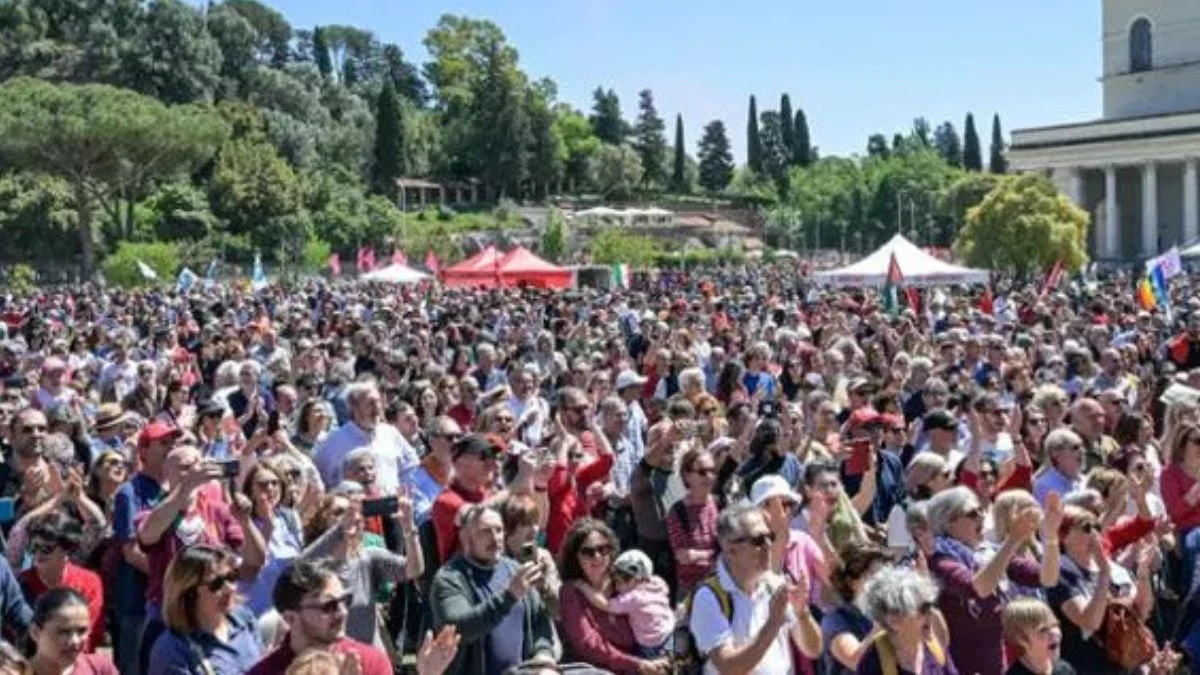 Parco Schuster a Roma, area vicino alla basilica di San Paolo durante le celebrazioni del 25 aprile