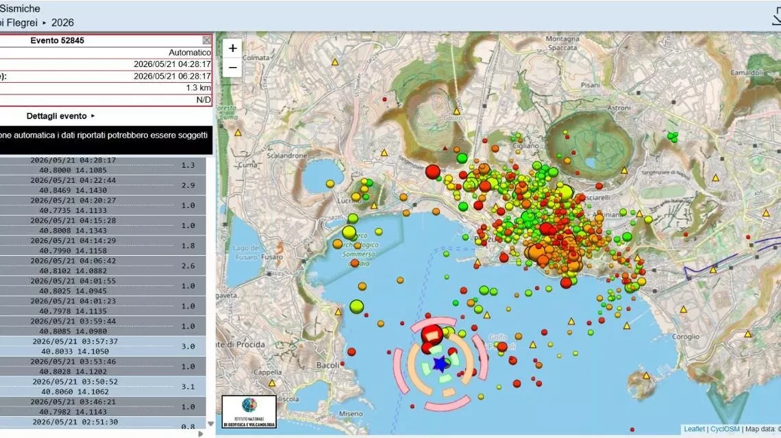 Area dei Campi Flegrei, zona interessata dal sisma avvertito fino a Napoli