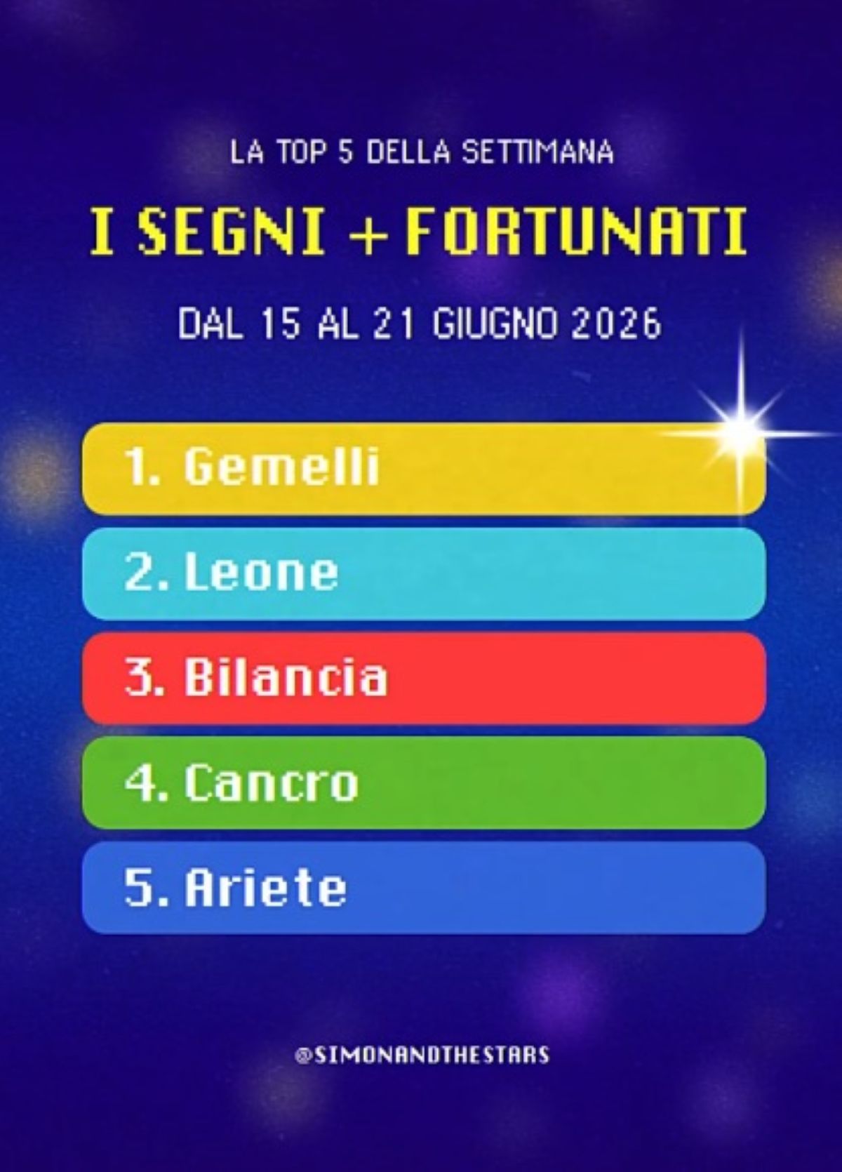 oroscopo simon the stars 15 21 giugno