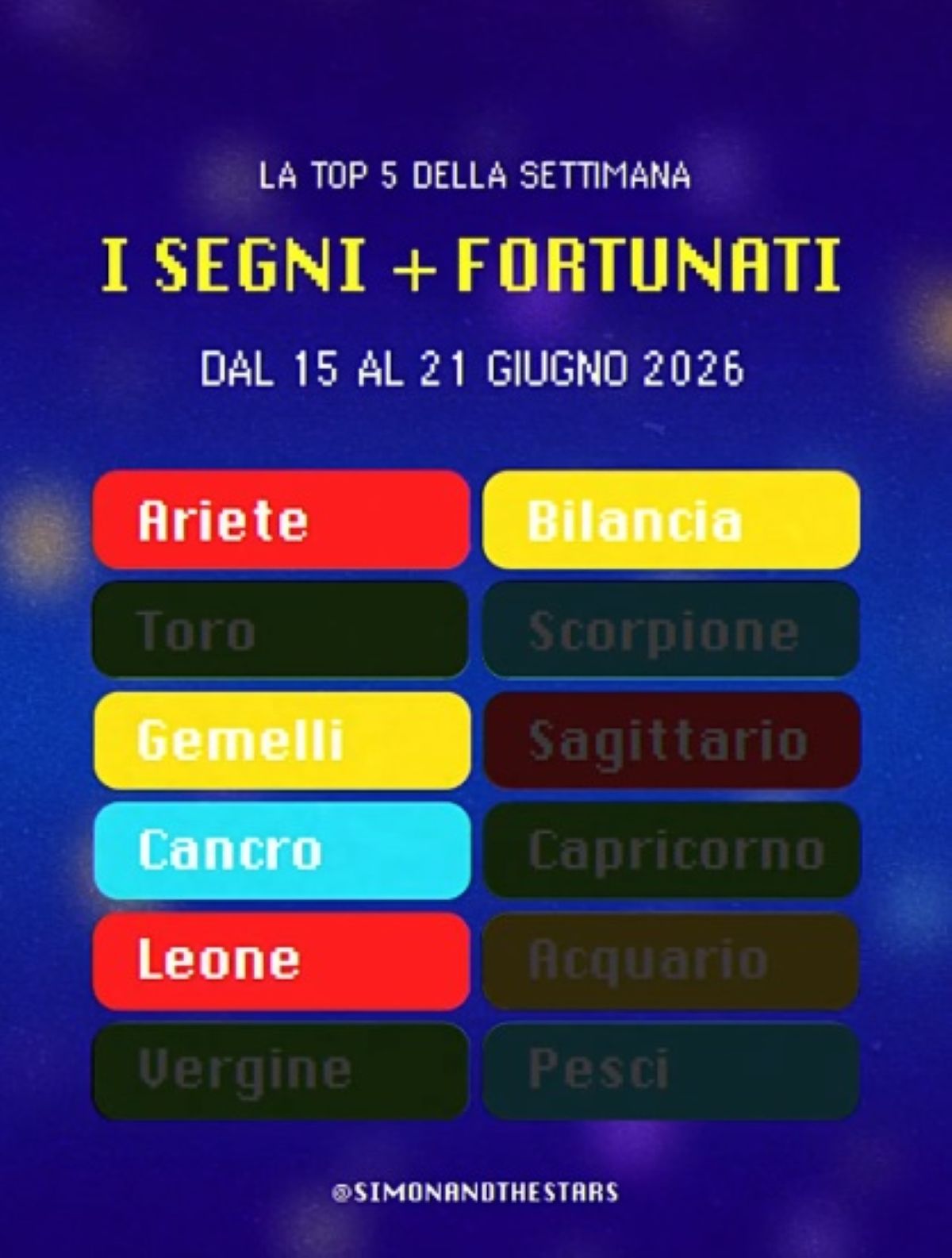 oroscopo simon the stars 15 21 giugno