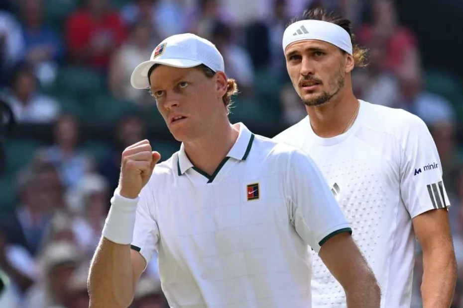 Jannik Sinner e Alexander Zverev durante la finale di Wimbledon 2026